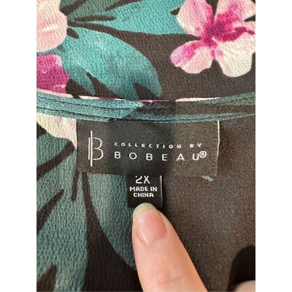 Bobeau Aniyah Surplice Black Floral Dress Size 2XL - Picture 7 of 8